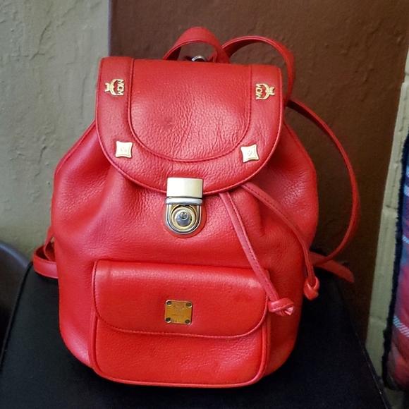 MCM Small Red Backpack - Picture 1 of 11